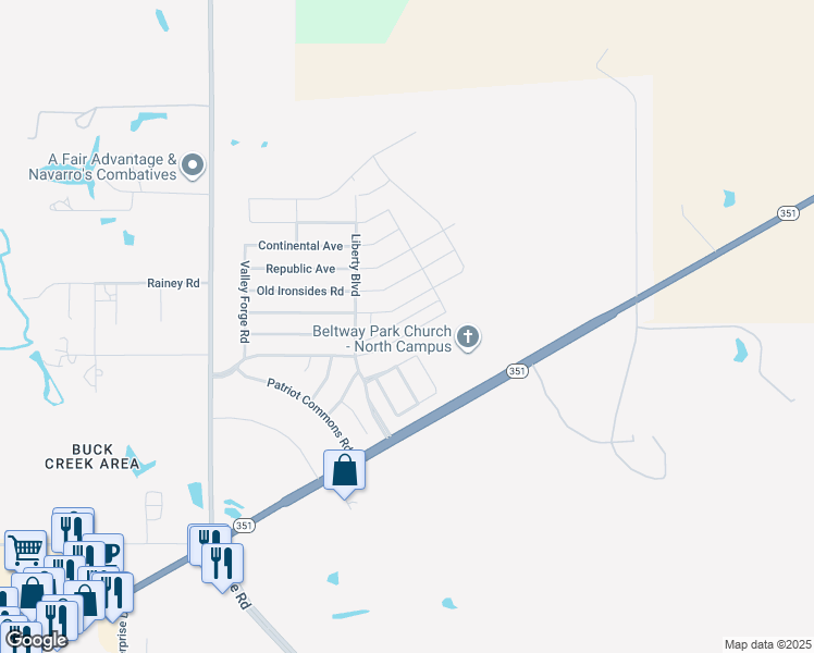 map of restaurants, bars, coffee shops, grocery stores, and more near 2425 Independence Boulevard in Abilene