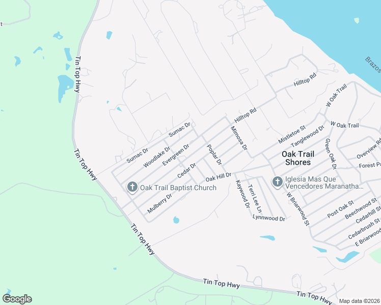 map of restaurants, bars, coffee shops, grocery stores, and more near 3405 Hilltop Road in Granbury