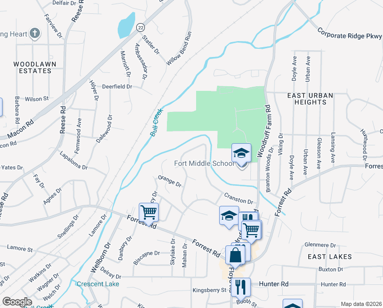 map of restaurants, bars, coffee shops, grocery stores, and more near 2855 White Chapel Drive in Columbus