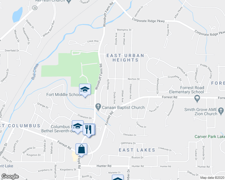 map of restaurants, bars, coffee shops, grocery stores, and more near 2921 Doyle Avenue in Columbus