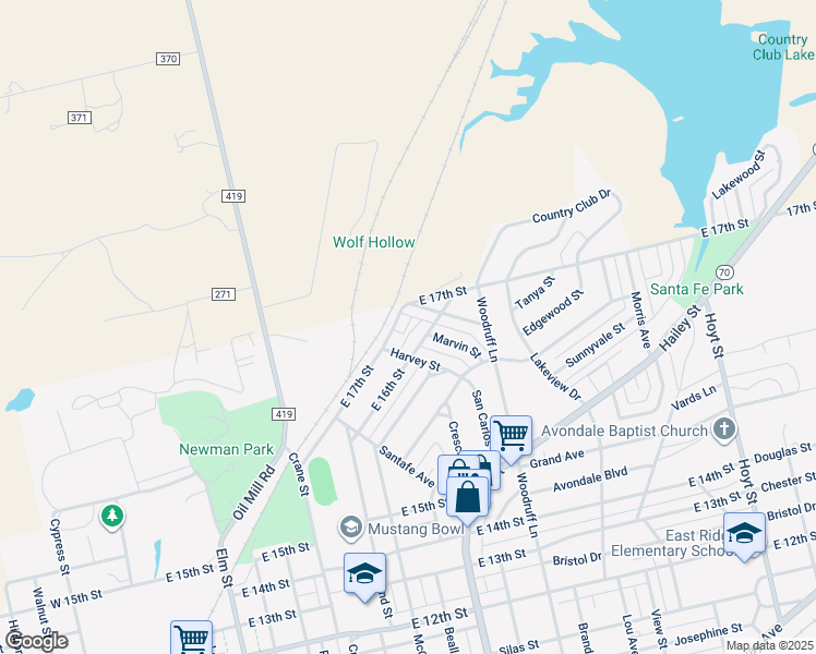 map of restaurants, bars, coffee shops, grocery stores, and more near 916 East 17th Street in Sweetwater