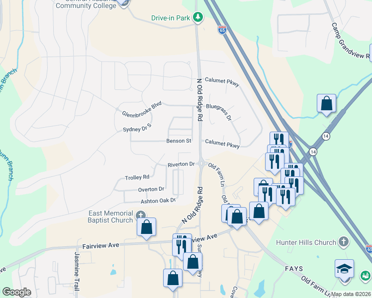 map of restaurants, bars, coffee shops, grocery stores, and more near 1767 Benson Street in Prattville