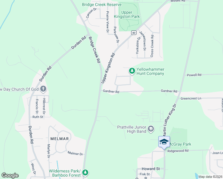 map of restaurants, bars, coffee shops, grocery stores, and more near 1206 Kingston Green Drive in Prattville