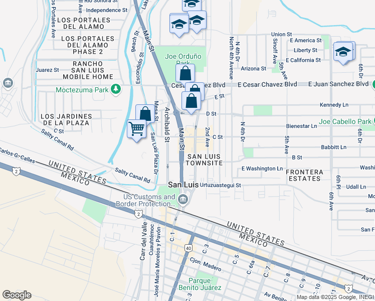 map of restaurants, bars, coffee shops, grocery stores, and more near 680 North William Brooks Avenue in San Luis