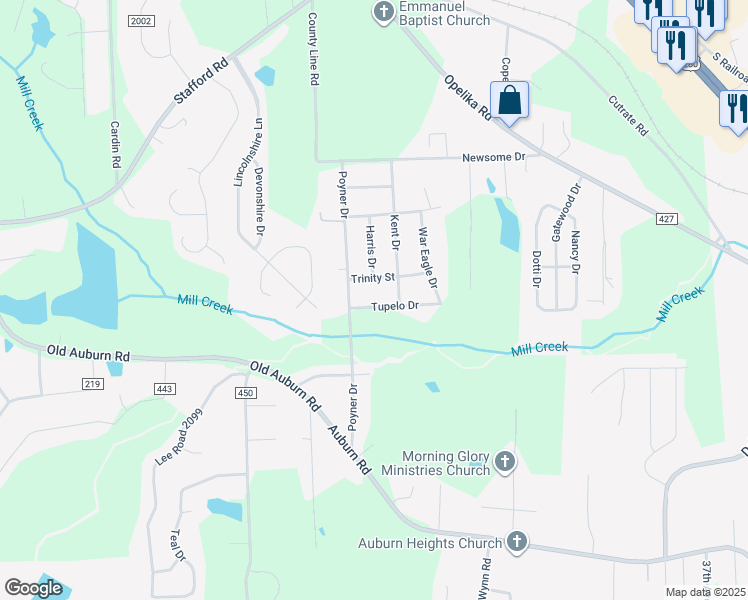 map of restaurants, bars, coffee shops, grocery stores, and more near 4604 Tupelo Drive in Phenix City
