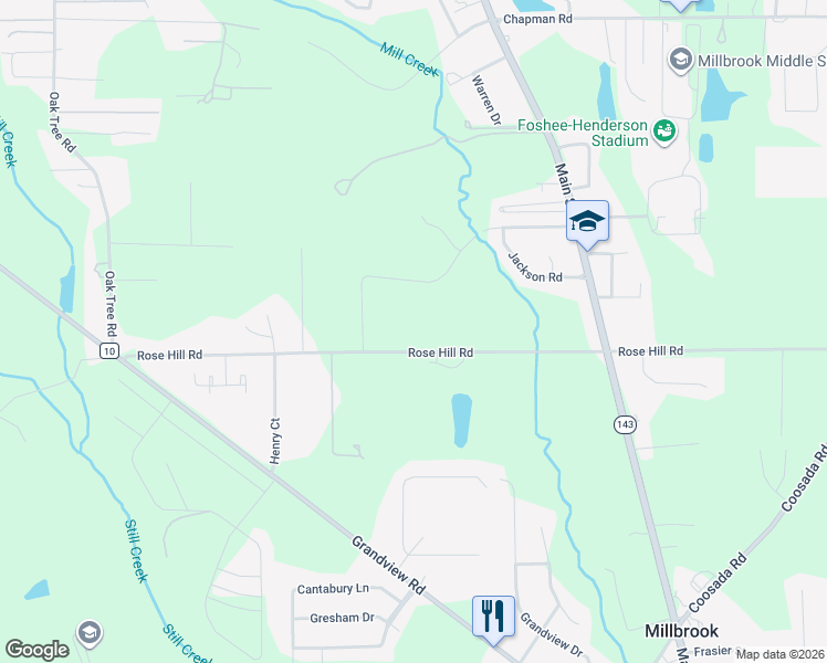 map of restaurants, bars, coffee shops, grocery stores, and more near 3140 Old Mill Run in Millbrook