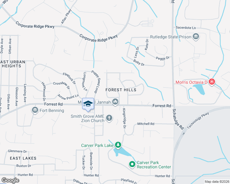 map of restaurants, bars, coffee shops, grocery stores, and more near 3025 Foresthill Drive in Columbus