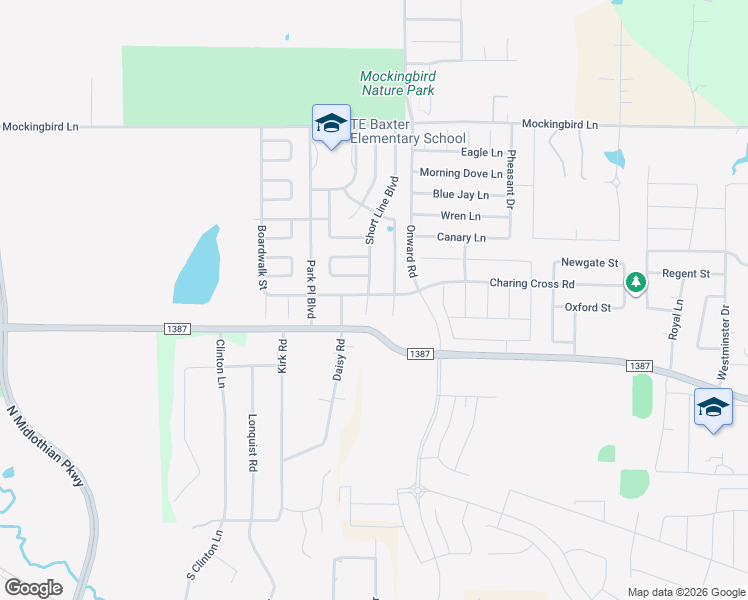 map of restaurants, bars, coffee shops, grocery stores, and more near 808 Short Line Boulevard in Midlothian