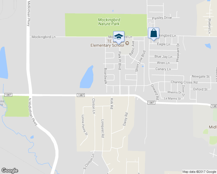 map of restaurants, bars, coffee shops, grocery stores, and more near 12 Marvin Garden in Midlothian