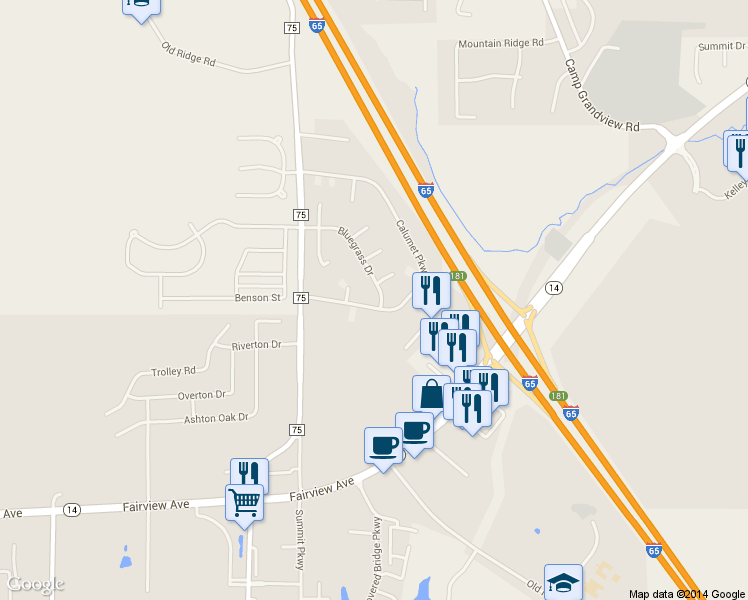 map of restaurants, bars, coffee shops, grocery stores, and more near 801 Bluegrass Drive in Prattville