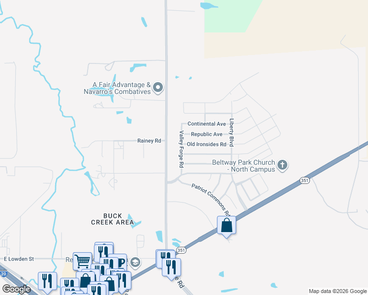map of restaurants, bars, coffee shops, grocery stores, and more near 2125 Old Ironsides Road in Abilene