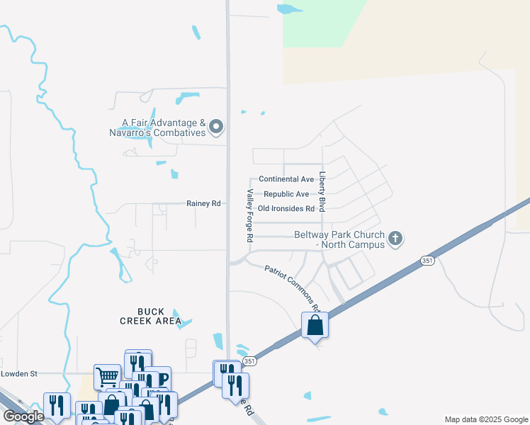 map of restaurants, bars, coffee shops, grocery stores, and more near 2125 Old Ironsides Road in Abilene