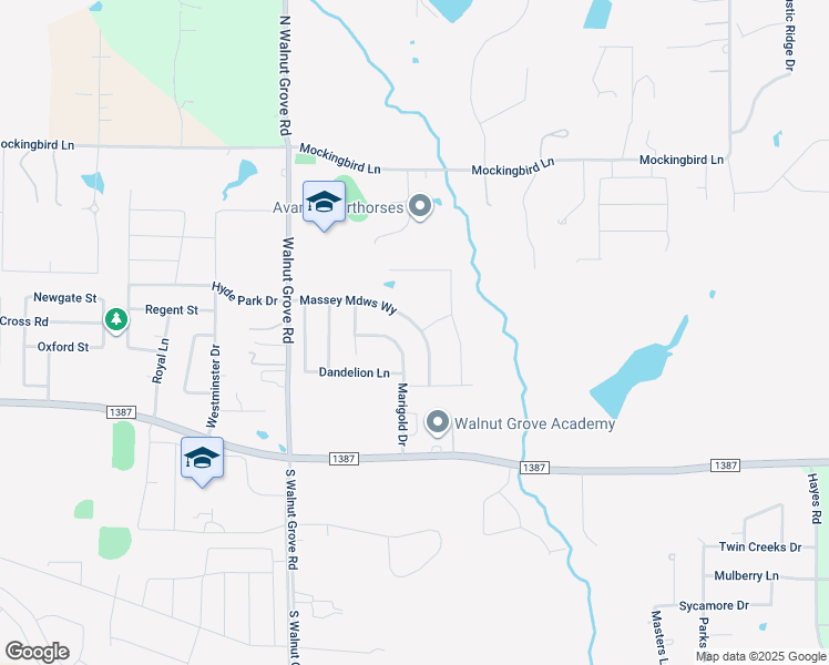 map of restaurants, bars, coffee shops, grocery stores, and more near 4450 Massey Meadows Way in Midlothian