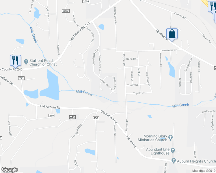 map of restaurants, bars, coffee shops, grocery stores, and more near 86 Lincolnshire Lane in Phenix City