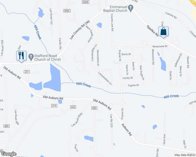 map of restaurants, bars, coffee shops, grocery stores, and more near Wales Way in Phenix City