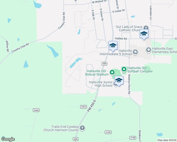 map of restaurants, bars, coffee shops, grocery stores, and more near 100 Velvin Drive in Hallsville