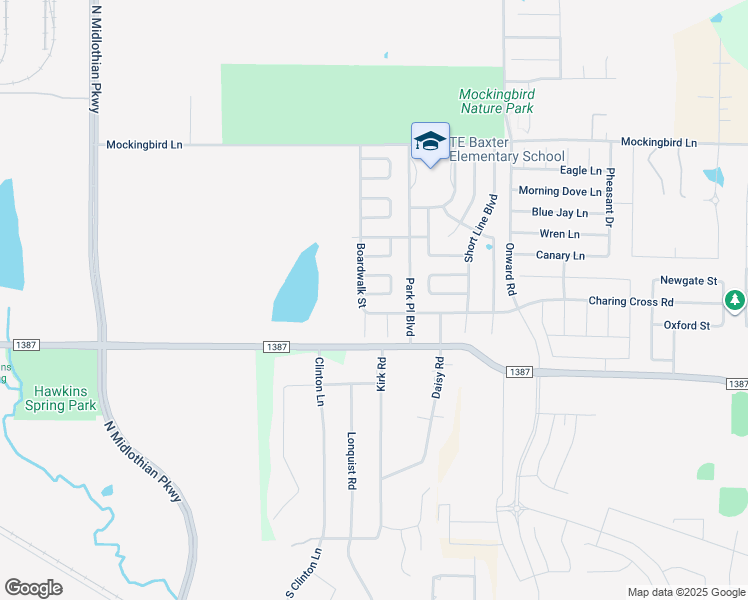 map of restaurants, bars, coffee shops, grocery stores, and more near 12 Marvin Garden in Midlothian