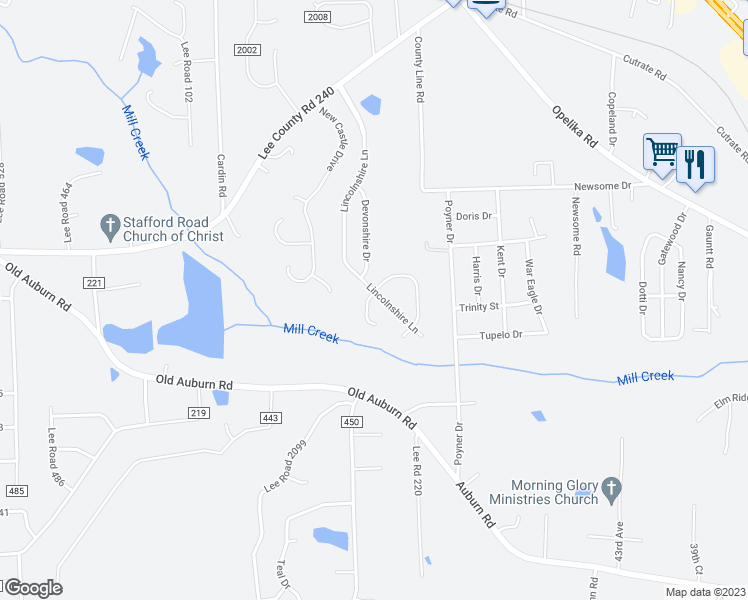 map of restaurants, bars, coffee shops, grocery stores, and more near 78 Lincolnshire Lane in Phenix City