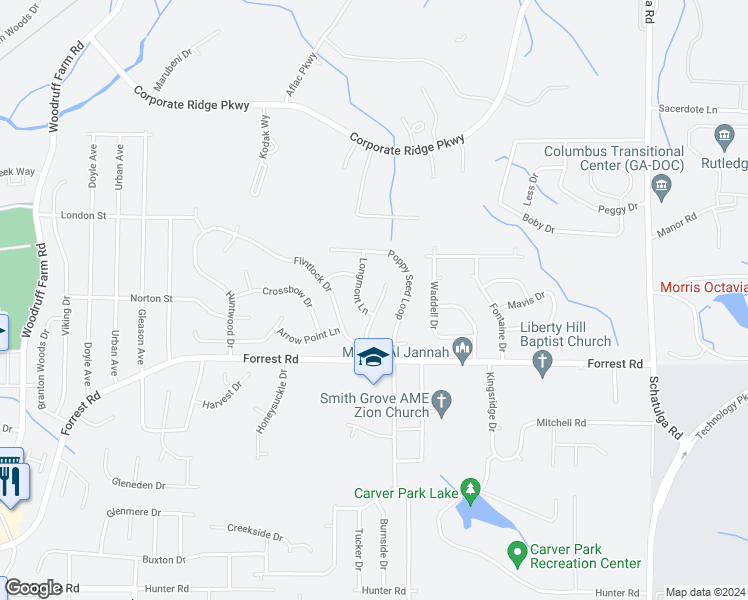 map of restaurants, bars, coffee shops, grocery stores, and more near 2937 Eagle Pointe Drive in Columbus
