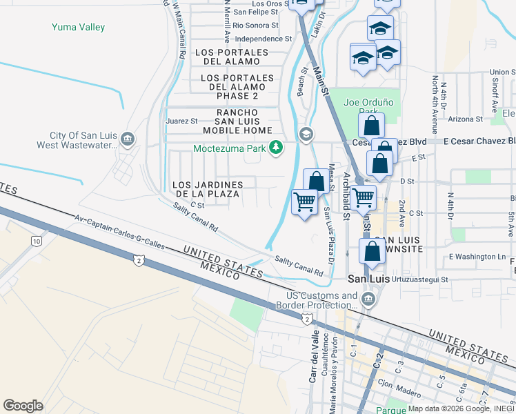 map of restaurants, bars, coffee shops, grocery stores, and more near 23299 Mirasol Ave in San Luis