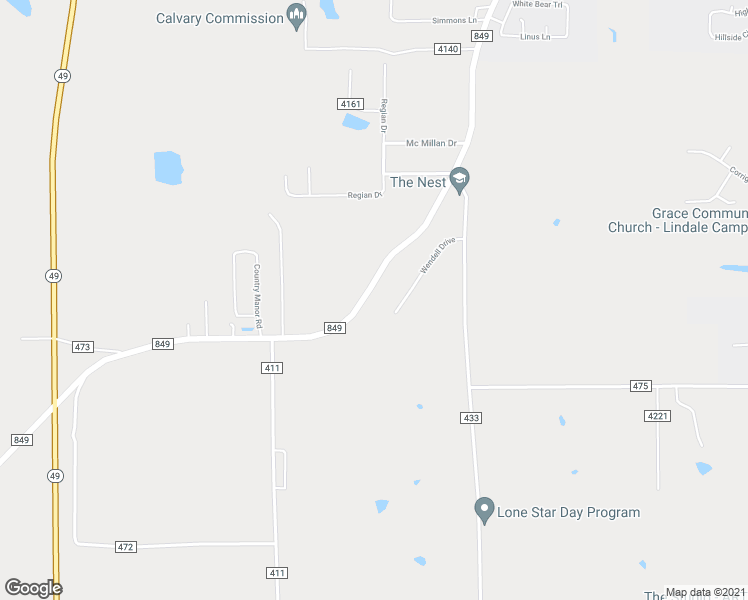 map of restaurants, bars, coffee shops, grocery stores, and more near 15522 Farm to Market Road 849 in Lindale