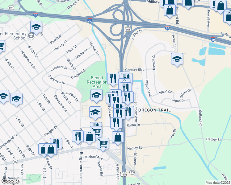 map of restaurants, bars, coffee shops, grocery stores, and more near 1510 Martin Luther King Junior Drive in Monroe