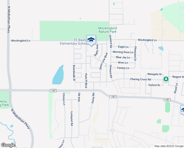 map of restaurants, bars, coffee shops, grocery stores, and more near 32 Atlantic Avenue in Midlothian