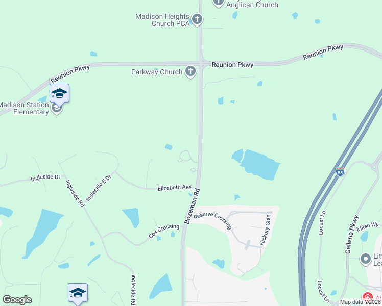 map of restaurants, bars, coffee shops, grocery stores, and more near 285 Bozeman Road in Madison