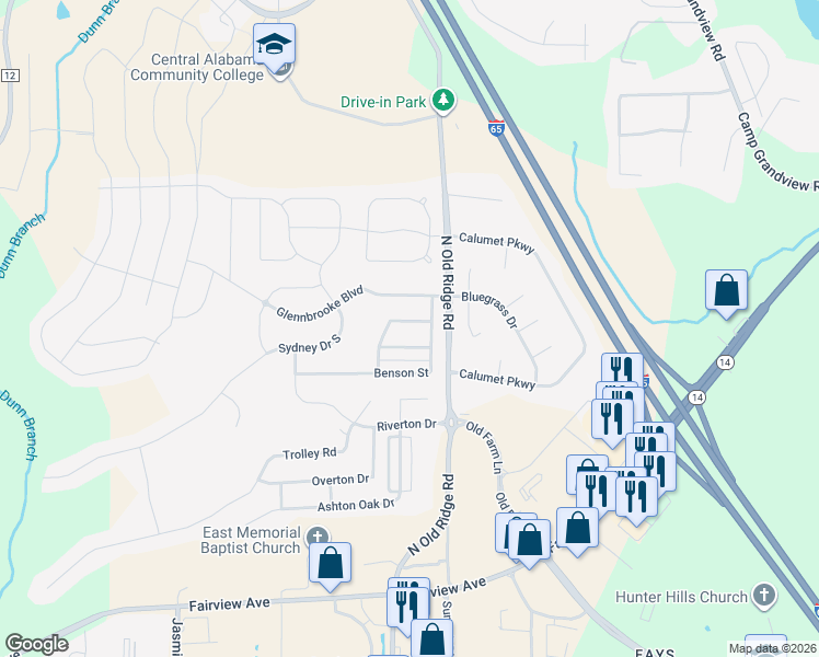 map of restaurants, bars, coffee shops, grocery stores, and more near 292 Meadowview Lane in Prattville
