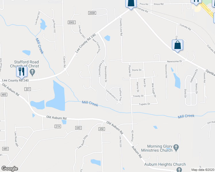 map of restaurants, bars, coffee shops, grocery stores, and more near 33 Devonshire Drive in Phenix City