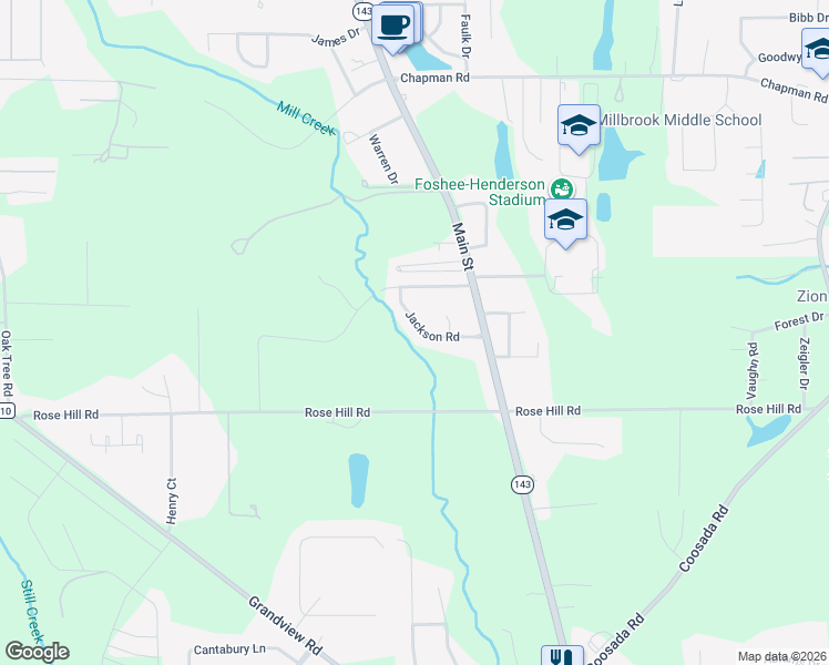 map of restaurants, bars, coffee shops, grocery stores, and more near 3560 Jackson Road in Millbrook