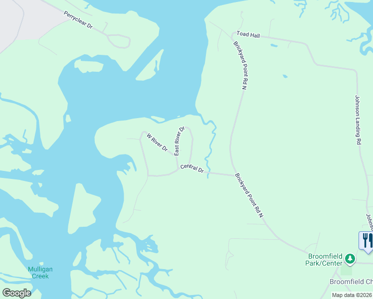 map of restaurants, bars, coffee shops, grocery stores, and more near 7 East River Drive in Beaufort