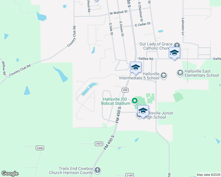 map of restaurants, bars, coffee shops, grocery stores, and more near 133 Saddle Brook Circle in Hallsville