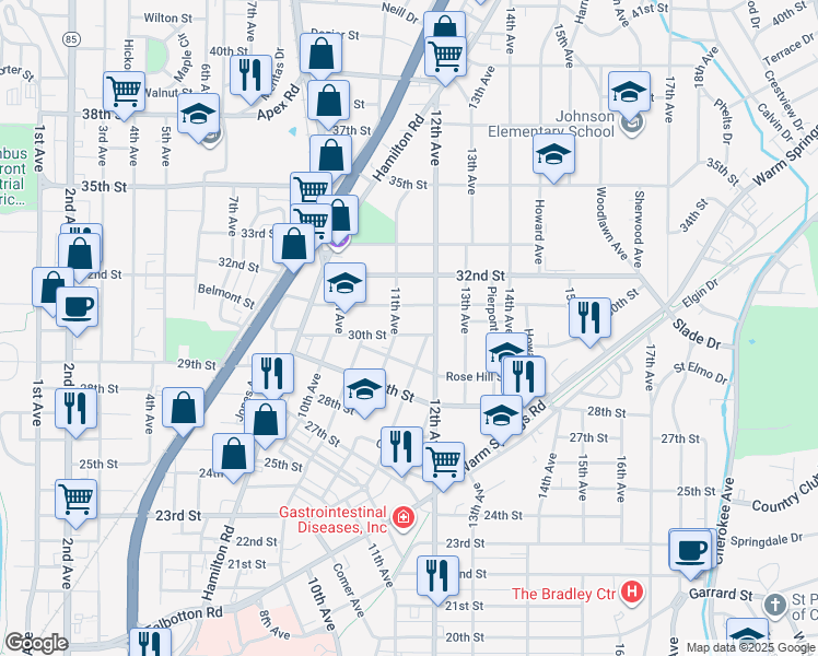 map of restaurants, bars, coffee shops, grocery stores, and more near 2939 Peabody Avenue in Columbus