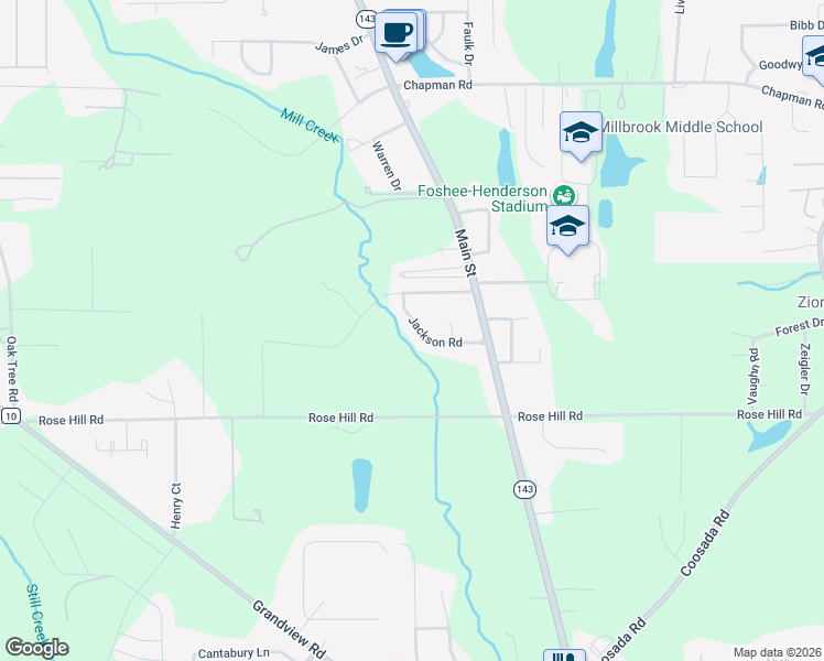 map of restaurants, bars, coffee shops, grocery stores, and more near 3560 Jackson Road in Millbrook