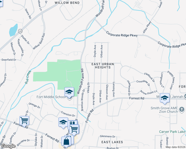map of restaurants, bars, coffee shops, grocery stores, and more near 3137 Doyle Avenue in Columbus