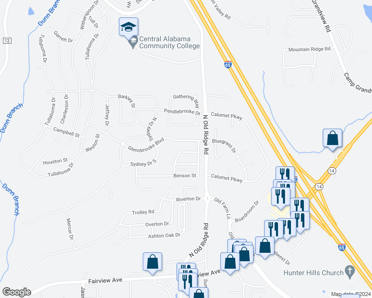 map of restaurants, bars, coffee shops, grocery stores, and more near 291 Meadowview Lane in Prattville