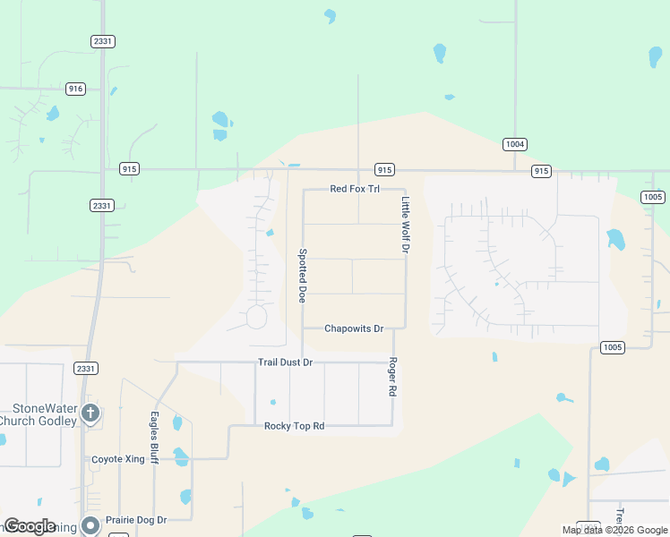 map of restaurants, bars, coffee shops, grocery stores, and more near 9801 County Road 915 in Godley