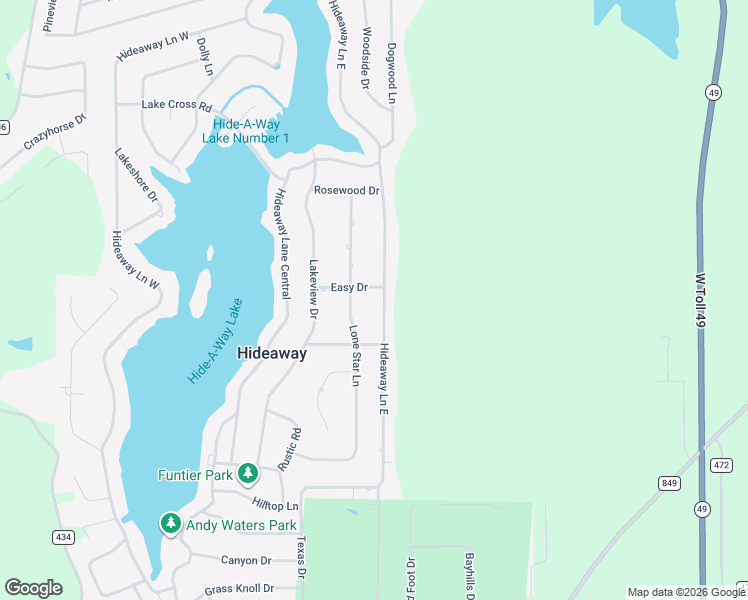 map of restaurants, bars, coffee shops, grocery stores, and more near 412 Hideaway Lane East in Hideaway