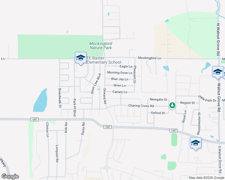 map of restaurants, bars, coffee shops, grocery stores, and more near 3025 Wren Lane in Midlothian