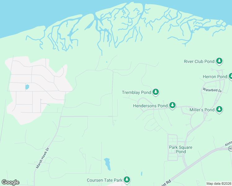map of restaurants, bars, coffee shops, grocery stores, and more near 16 Tiller Island Drive in Beaufort