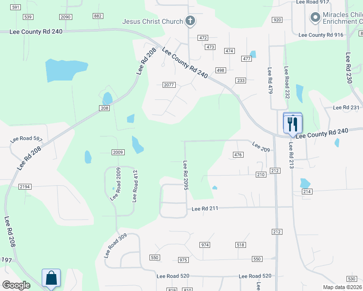 map of restaurants, bars, coffee shops, grocery stores, and more near 10 Lee Road 2095 in Phenix City
