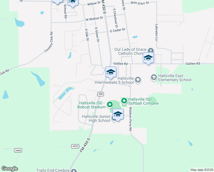 map of restaurants, bars, coffee shops, grocery stores, and more near 601 South Central Street in Hallsville