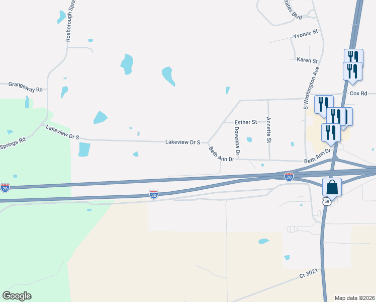 map of restaurants, bars, coffee shops, grocery stores, and more near 722 Lakeview Drive South in Marshall