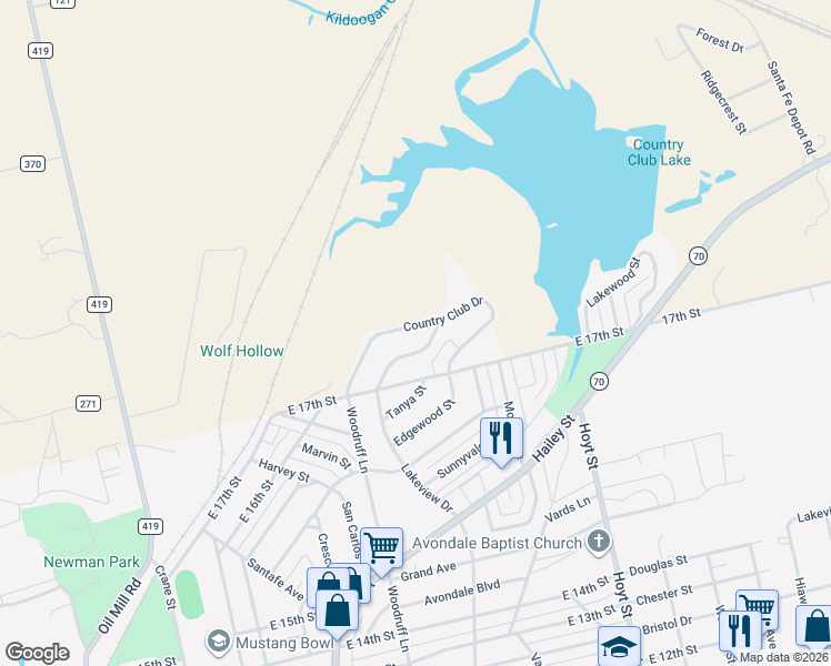map of restaurants, bars, coffee shops, grocery stores, and more near 1806 Country Club Drive in Sweetwater