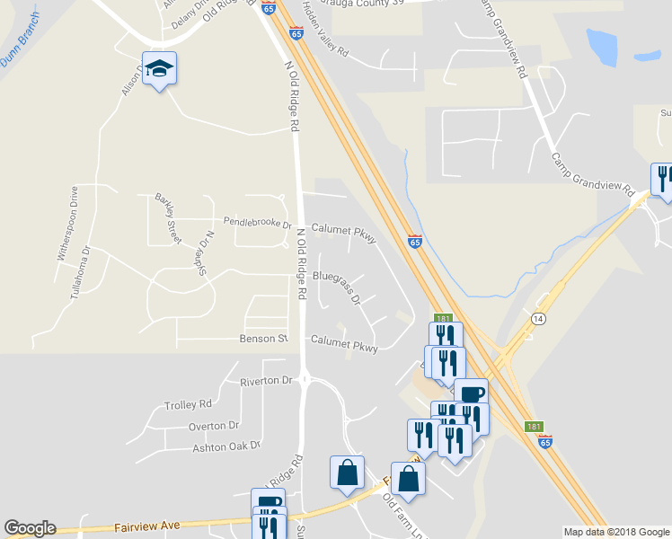 map of restaurants, bars, coffee shops, grocery stores, and more near 828 Bluegrass Drive in Prattville