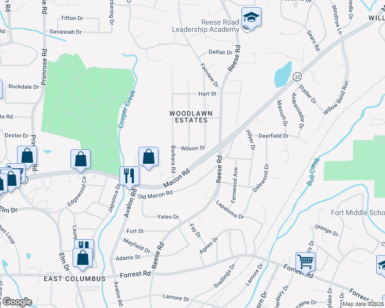 map of restaurants, bars, coffee shops, grocery stores, and more near 4336 Wilson Street in Columbus