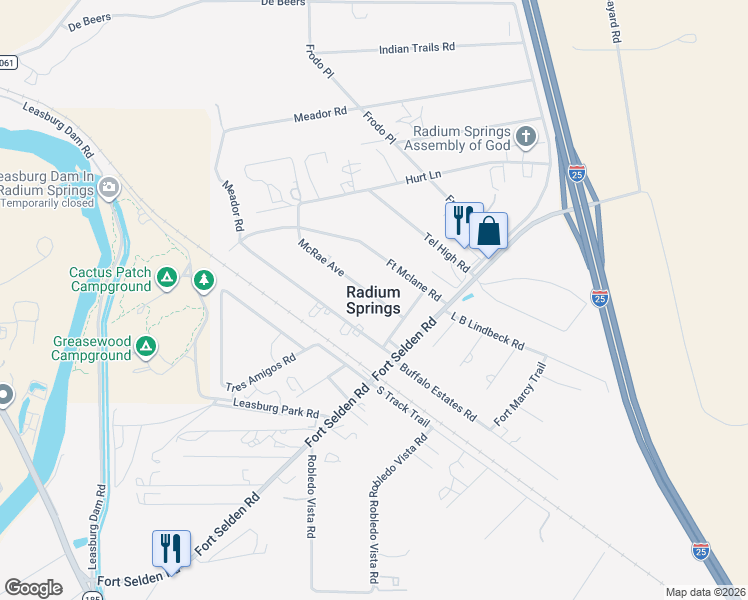 map of restaurants, bars, coffee shops, grocery stores, and more near in Radium Springs