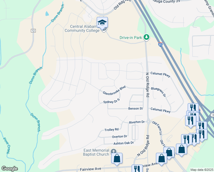 map of restaurants, bars, coffee shops, grocery stores, and more near 222 Kendrick Way in Prattville