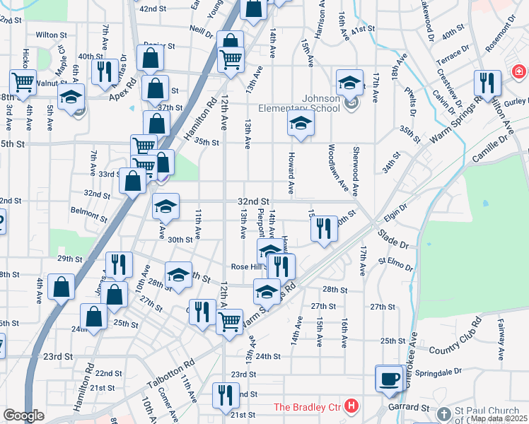 map of restaurants, bars, coffee shops, grocery stores, and more near 3110 Pierpont Avenue in Columbus